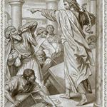 Driving the Money Changers Out of the Temple. Drawing by Heinrich Hoffmann.