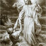 Jesus and Peter Walk on Water. Drawing by Heinrich Hoffmann.