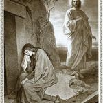 Jesus With Mary Magdalene at the Tomb.  Drawing by Heinrich Hoffmann.