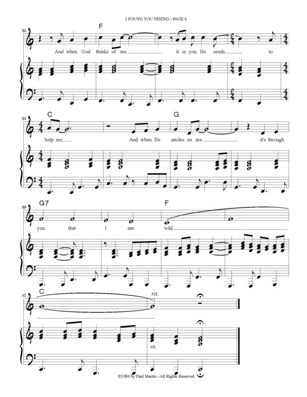 I Found You Friend | Complimentary Sheet Music